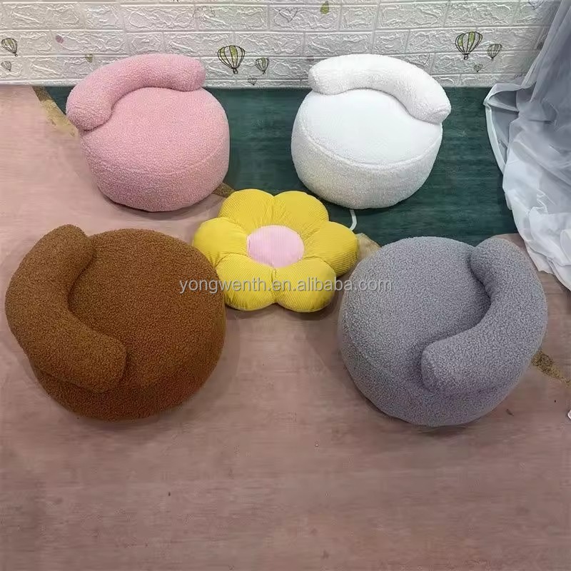 Hot Sale Cheap Price Minimalist Modern Hotel Room Coffee Shop Soft Sofa Chair Plush Fabric Single Small White Sofa Stool