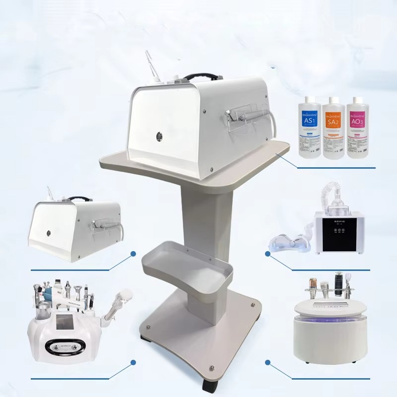Beauty Equipment Cart SPA Machine Trolley Beauty Salon Rolling Trolley White Table Cart Small Bubble Medical Cart 360°Rotatable