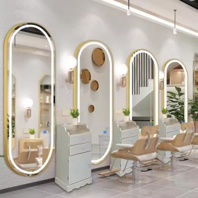 Custom High Quality Wall-mounted Simple Hair Salon Special Led Smart Touch Floor Mirror