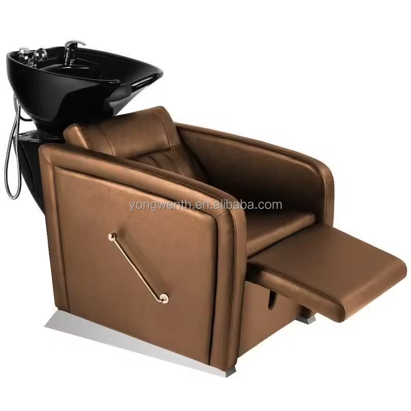 Luxury Barber Shop Hair Washing Bed Adjustable Seat Beauty Salon's White Black Ceramic Backwash Unit Sink Station Shampoo Sink