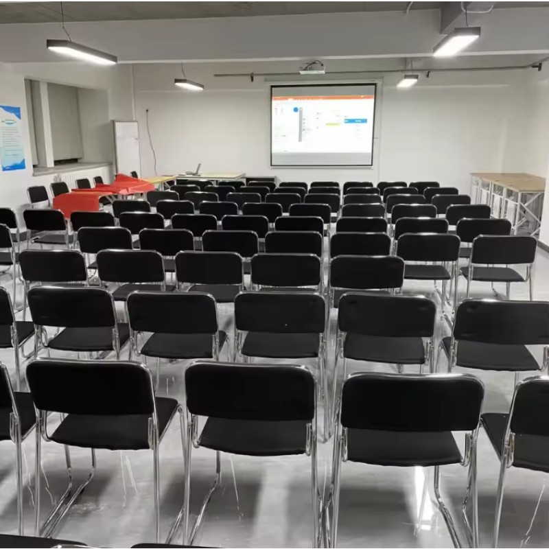 Stackable Black Plastic Chair 18 Gauge Steel Frame Lightweight 8lb Ergonomic Design Polypropylene Seat & Back Easy Linking