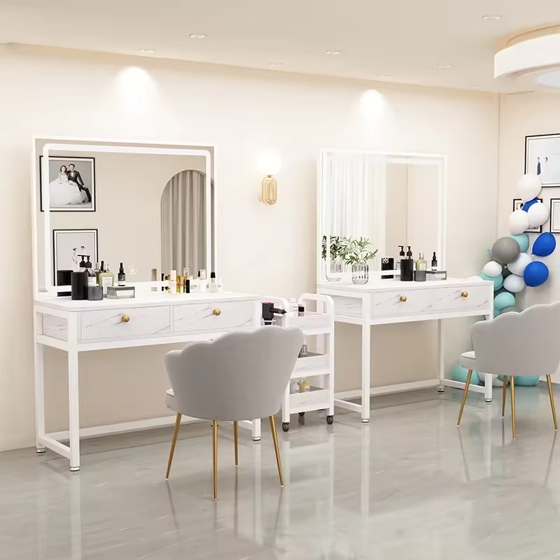 Light Luxury Modern Studio Dresser with Lamp Training School Makeup Table Beauty Salon Wedding Shop Internet Celebrity Work