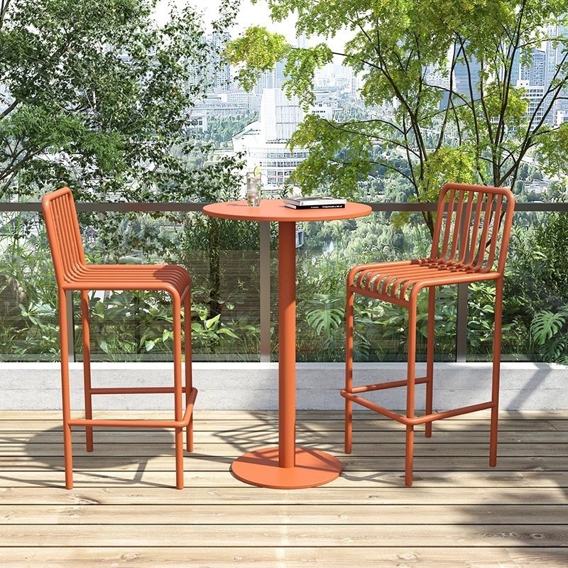 Iron Modern High Chairs Lounge Outdoor Garden Patio Reception Unique Relaxing Bar Stools Fashion Taburetes De Bar Bar Furniture