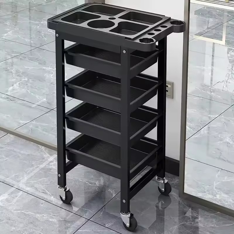 Multi-functional Salon Trolley for Barber Shop Iron Beauty Trolley Rack Beauty Salon Perm and Dye Auxiliary Cart Salon Furniture