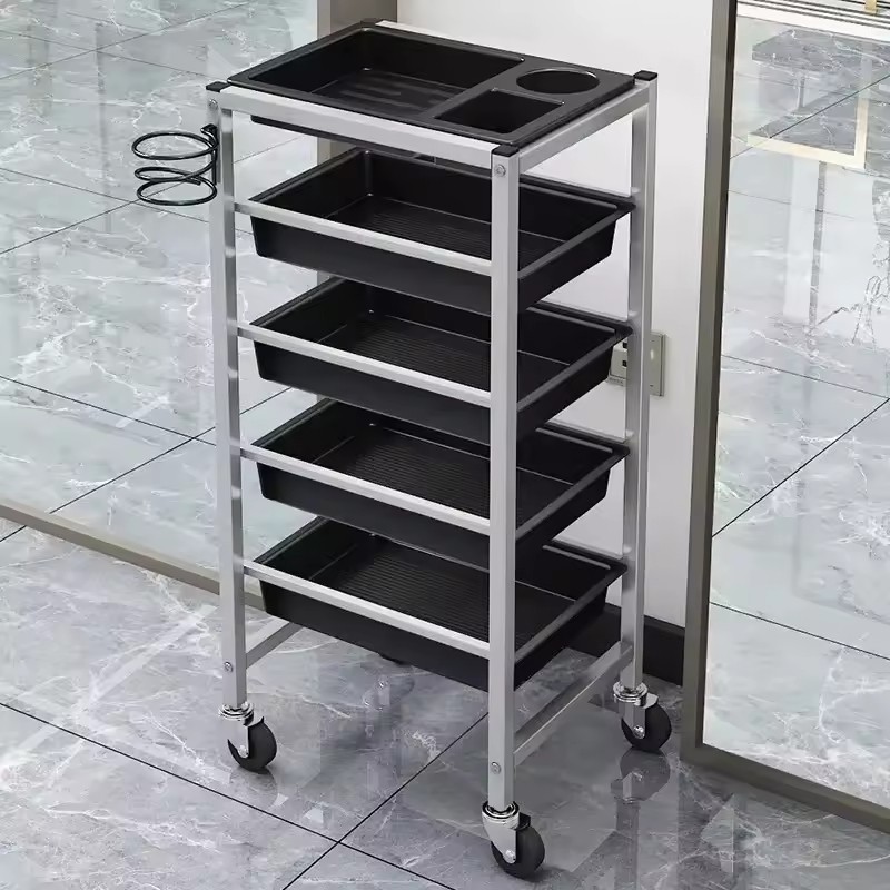 Multi-functional Salon Trolley for Barber Shop Iron Beauty Trolley Rack Beauty Salon Perm and Dye Auxiliary Cart Salon Furniture