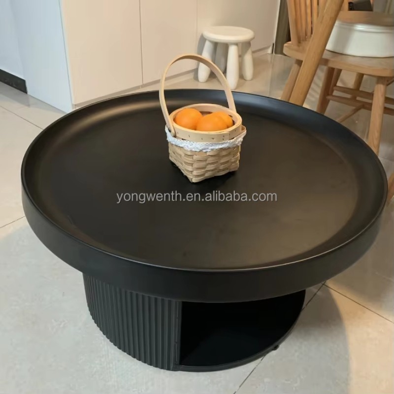 Nordic Modern Luxury Style White Round Coffee Table Side Table Salon Furniture Metal Round Coffee Table Set for Living Room