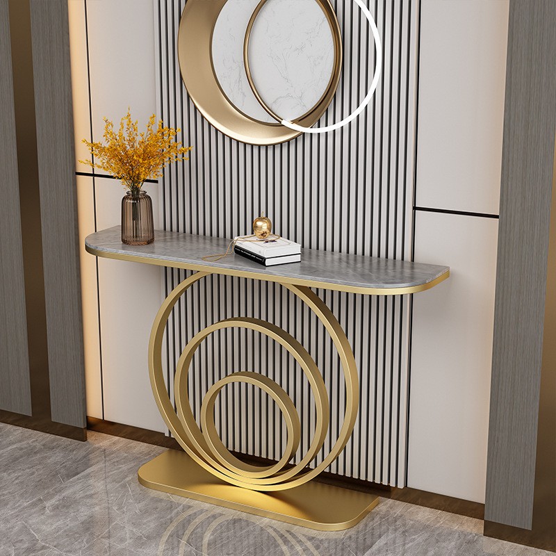 Gold Entryway Table, Modern Console Table Narrow Long, Contemporary Accent Table for Living Room