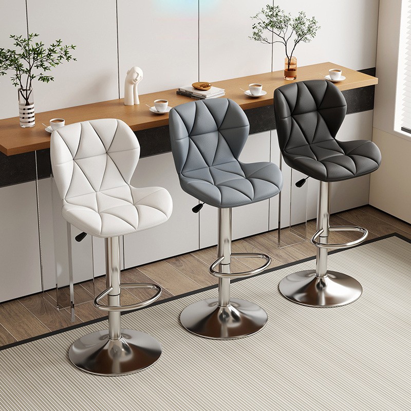 Bar Chair, 360 ° Rotation Adjustable Height, Faux Leather Upholstered with Backrest, Bar Furniture, for Dining Room, Kitchen