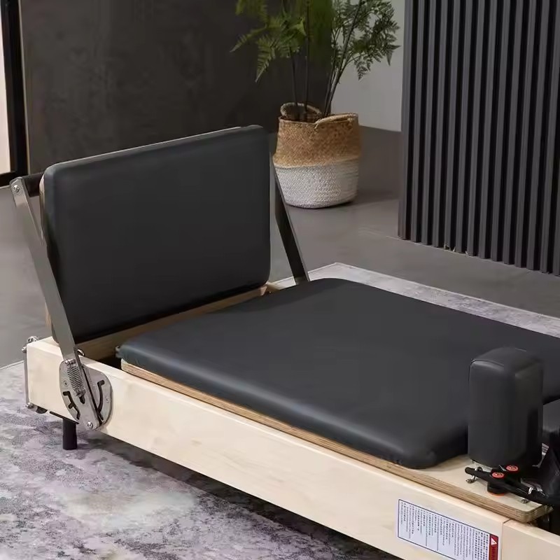 Pilates Reformer Machine, Portable Pilates Reformer Wood Foldable Bed Yoga Exercise Strength Training Foldable Equipment