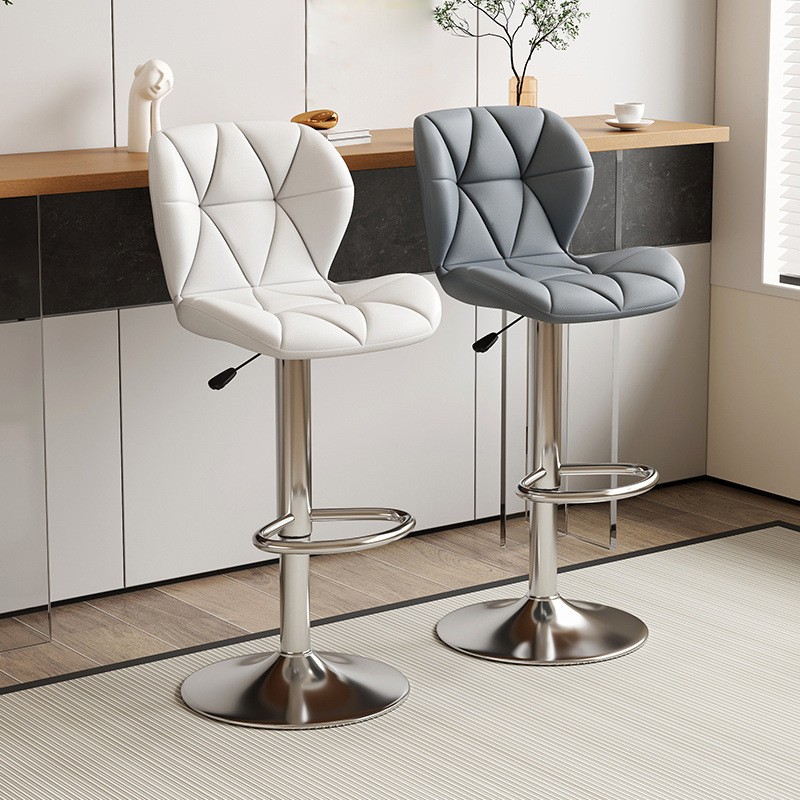 Bar Chair, 360 ° Rotation Adjustable Height, Faux Leather Upholstered with Backrest, Bar Furniture, for Dining Room, Kitchen