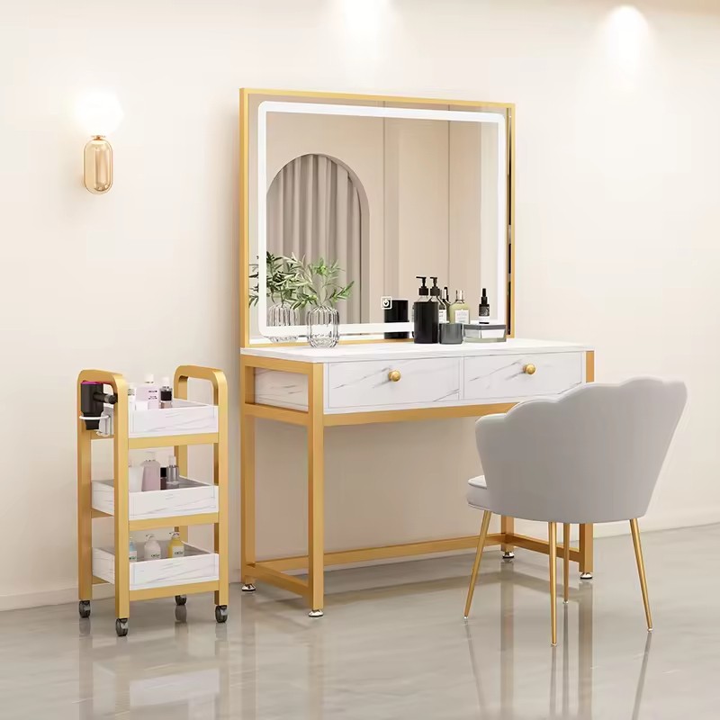 Light Luxury Modern Studio Dresser with Lamp Training School Makeup Table Beauty Salon Wedding Shop Internet Celebrity Work