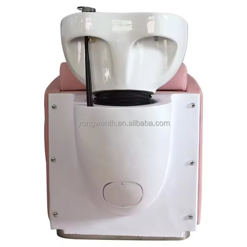 Luxury Barber Shop Hair Washing Bed Adjustable Seat Beauty Salon's White Black Ceramic Backwash Unit Sink Station Shampoo Sink