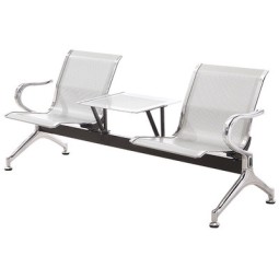 Aluminum Alloy Waiting Chair Double Seats One-piece Mesh Panel Waiting Room Chair with Coffee Table