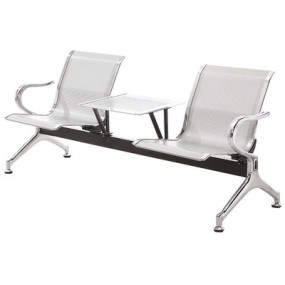Aluminum Alloy Waiting Chair Double Seats One-piece Mesh Panel Waiting Room Chair with Coffee Table
