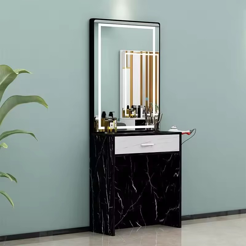 Haircut Dressing Mirror Single-sided Desktop Makeup Perm and Dyeing Mirror Table Free Punching High Definition