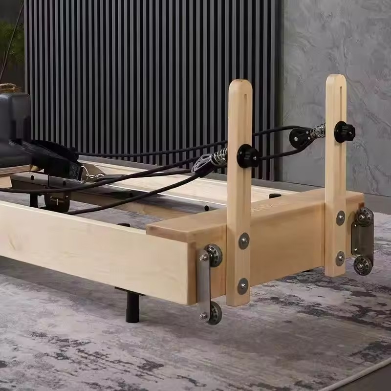 Pilates Reformer Machine, Portable Pilates Reformer Wood Foldable Bed Yoga Exercise Strength Training Foldable Equipment