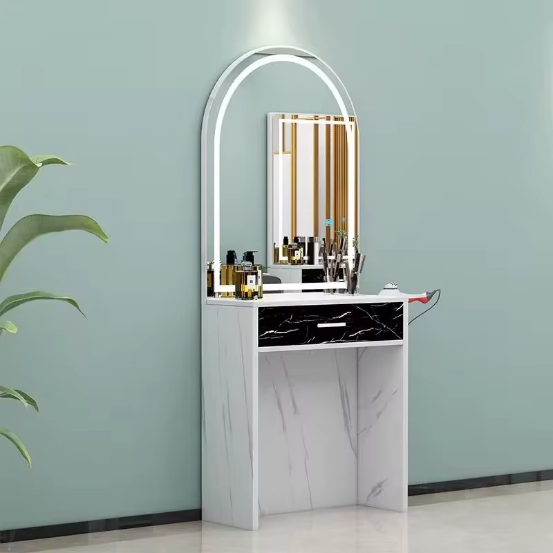 Haircut Dressing Mirror Single-sided Desktop Makeup Perm and Dyeing Mirror Table Free Punching High Definition