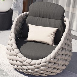 Customized Woven Rope Outdoor Furniture Outside Sitting Modern Curved Patio Lounge Sofa