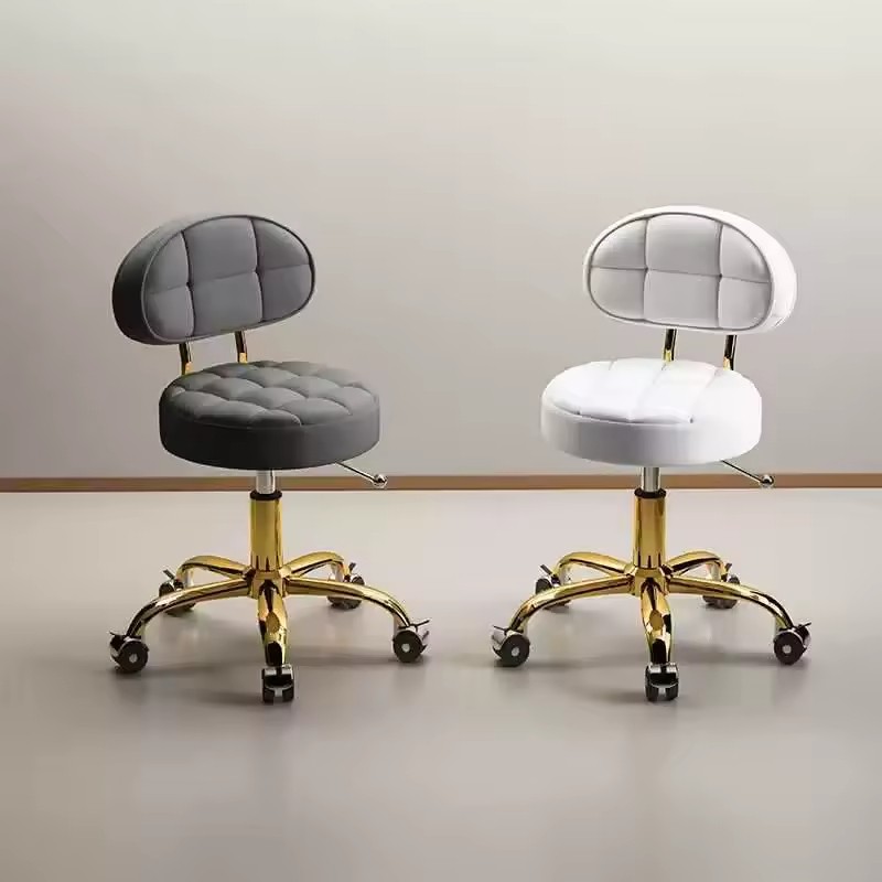 Nordic Leather Salon Stool Furniture Professional Barber Chair Backrest Whirligig Lift Beauty Hairdresser Chair Stool