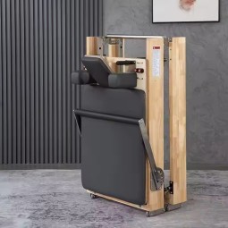 Pilates Reformer Machine, Portable Pilates Reformer Wood Foldable Bed Yoga Exercise Strength Training Foldable Equipment