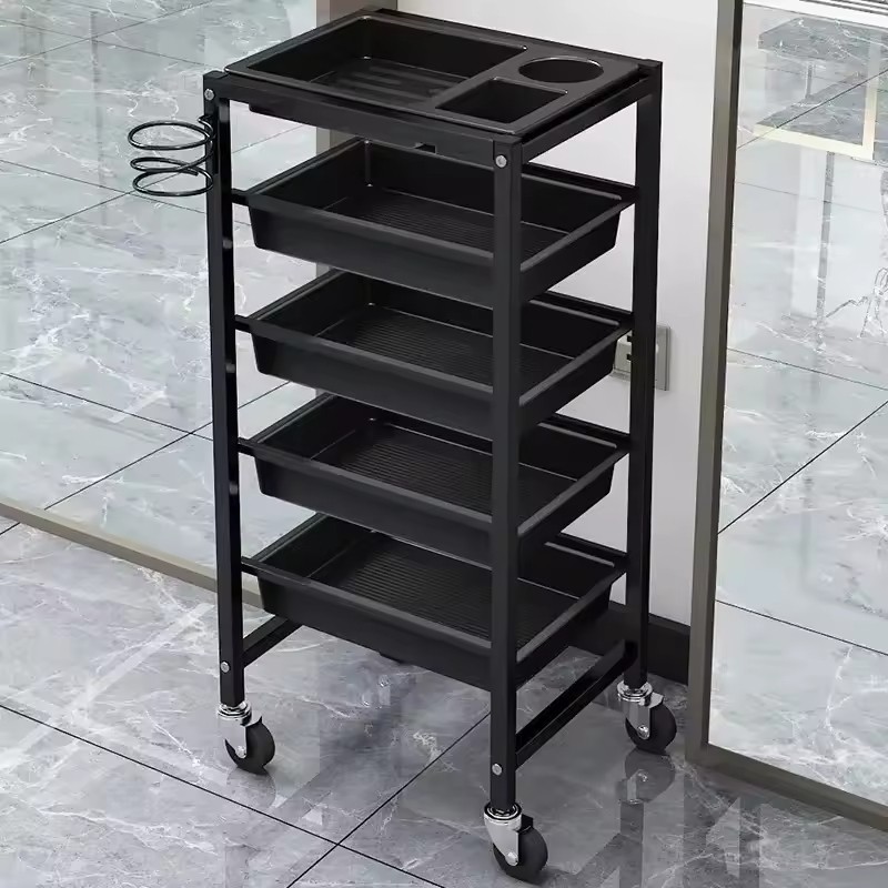Multi-functional Salon Trolley for Barber Shop Iron Beauty Trolley Rack Beauty Salon Perm and Dye Auxiliary Cart Salon Furniture