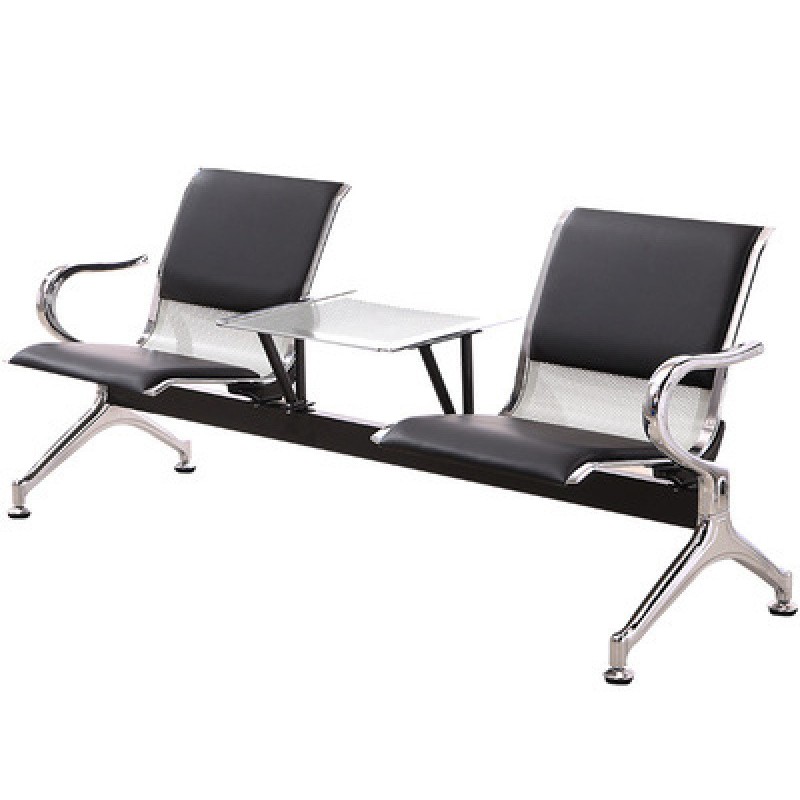 Aluminum Alloy Waiting Chair Double Seats One-piece Mesh Panel Waiting Room Chair with Coffee Table