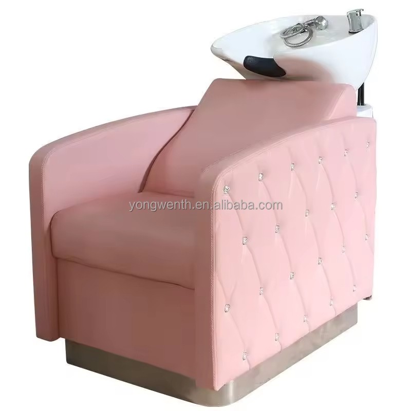 Luxury Barber Shop Hair Washing Bed Adjustable Seat Beauty Salon's White Black Ceramic Backwash Unit Sink Station Shampoo Sink