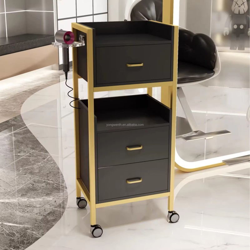 Top Selling Black Gray White Rolling Barber Spa Facial Metal Hair Salon Beauty Salon Hairdressing Trolley Carts