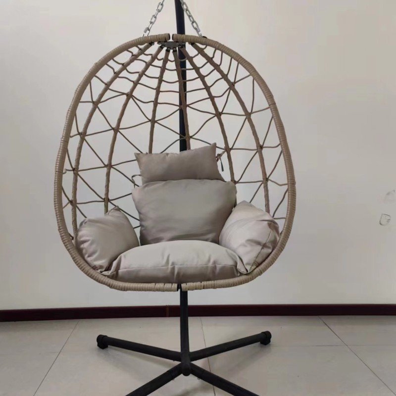 Hanging Egg Chair with Stand Patio Wicker Rattan Swing Chair Hammock Egg Chair for Indoor & Outdoor 400lbs Capacity with Thicken
