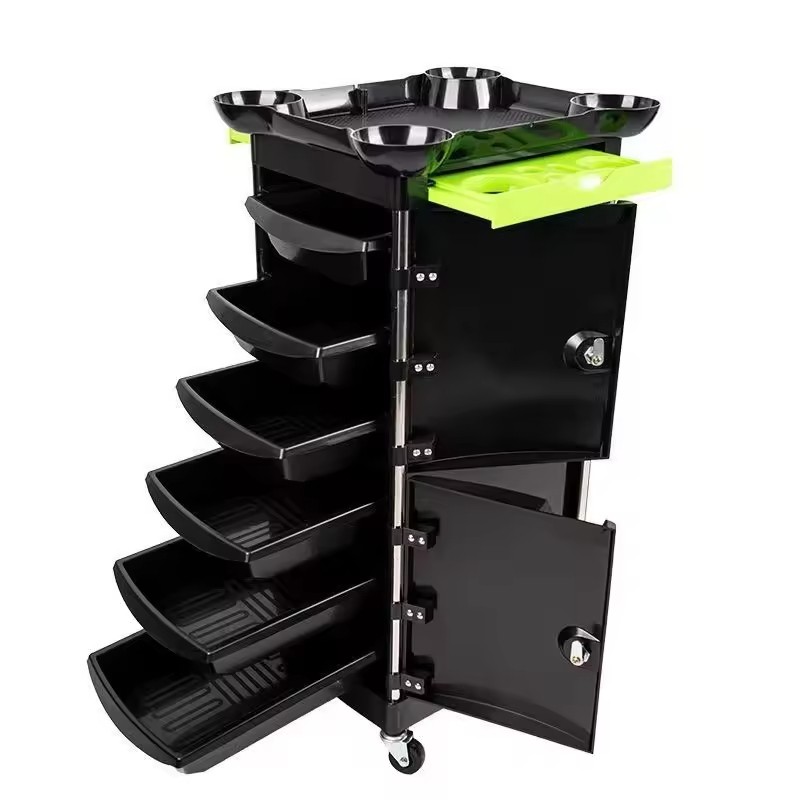 Barbershop Tool Cart Hair Salon Special Tool Table Multi-functional Storage Racks Hair Dyeing and Ironing Wheels Cart with
