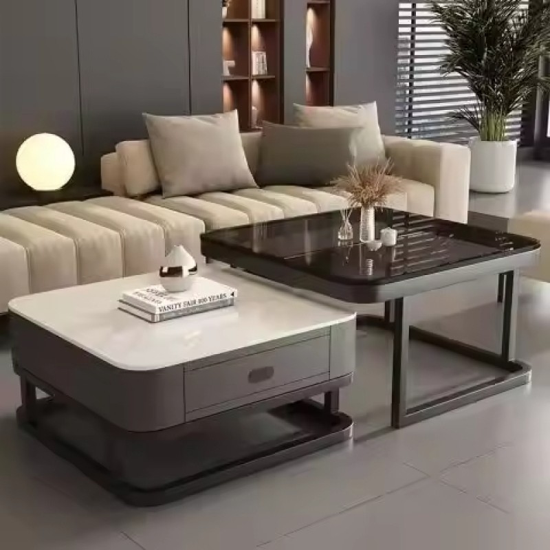 Nordic square Slate Coffee Table Set Light Luxury Modern Simple Living Room Home Combination Creative Coffee Table