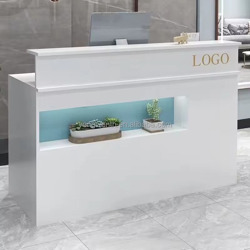 Modern Counter Cashier Reception Desk for Small Stores for Clothing Beauty Salon Hair Salon Internet Wood Hotels Hospitals