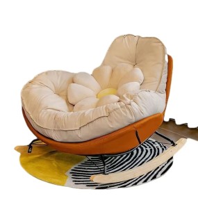 Modern Cream Single Eggshell Rocking Chair Casual Penguin Design  Lazy Sofa Swing Living Room Bedroom Living Room Furniture