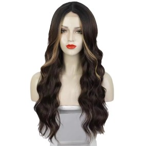 Ladies' Front Lace Wig, Mid Split Front Lace Dyed Long Curly Hair  Headband Wig Cosplay Wig Blond