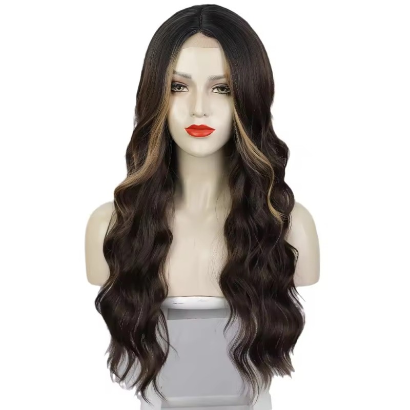 Ladies' Front Lace Wig, Mid Split Front Lace Dyed Long Curly Hair  Headband Wig Cosplay Wig Blond