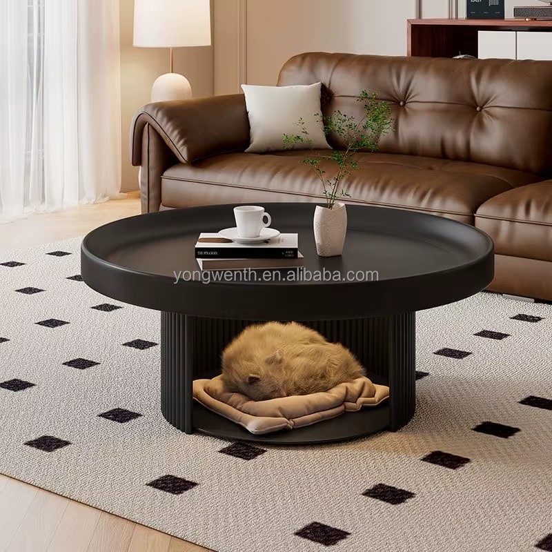 Nordic Modern Luxury Style White Round Coffee Table Side Table Salon Furniture Metal Round Coffee Table Set for Living Room