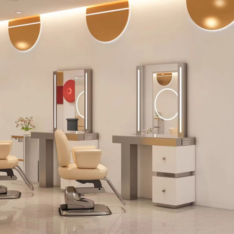 Beauty New Style Single Sided LED Mirror Floor LED Luxury Light LED Mirror Cabinet Hair Beauty Salon Furniture Best