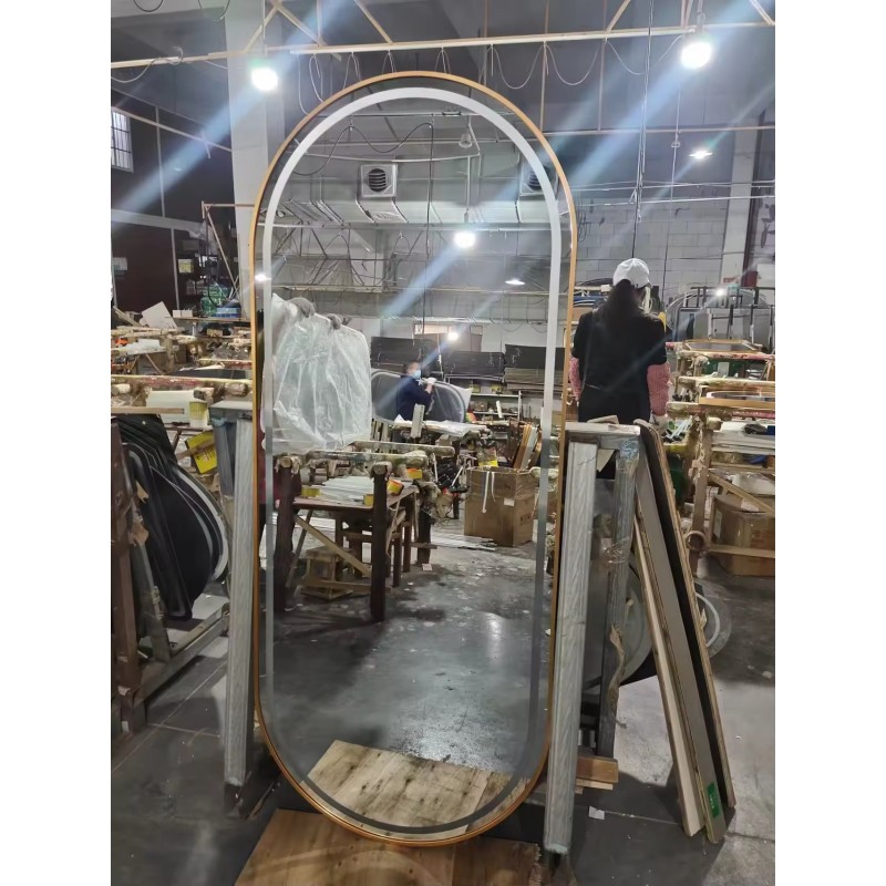 Custom High Quality Wall-mounted Simple Hair Salon Special Led Smart Touch Floor Mirror