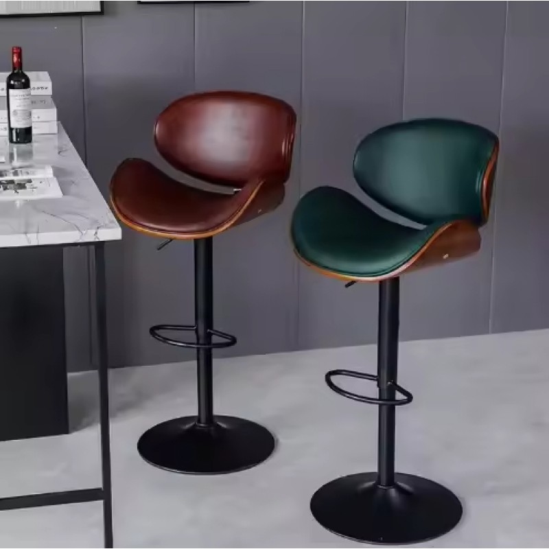 European Bar Chair Lift Leather Light Luxury Home Front Desk High Chair High Stool Simple Modern Bar Chair Stools for Kitchen