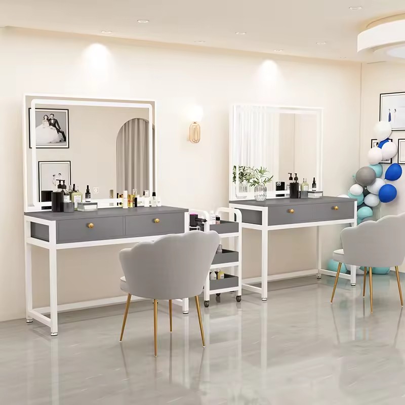 Light Luxury Modern Studio Dresser with Lamp Training School Makeup Table Beauty Salon Wedding Shop Internet Celebrity Work