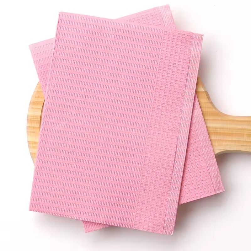 Disposable Nail Manicure Table Mat Pink Waterproof Nail Art Paper 3 Ply Foldable Tatto Bibs Pads Nail Salon Manicure Pad 17inch