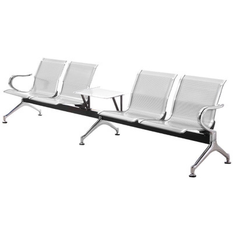 Aluminum Alloy Waiting Chair Double Seats One-piece Mesh Panel Waiting Room Chair with Coffee Table