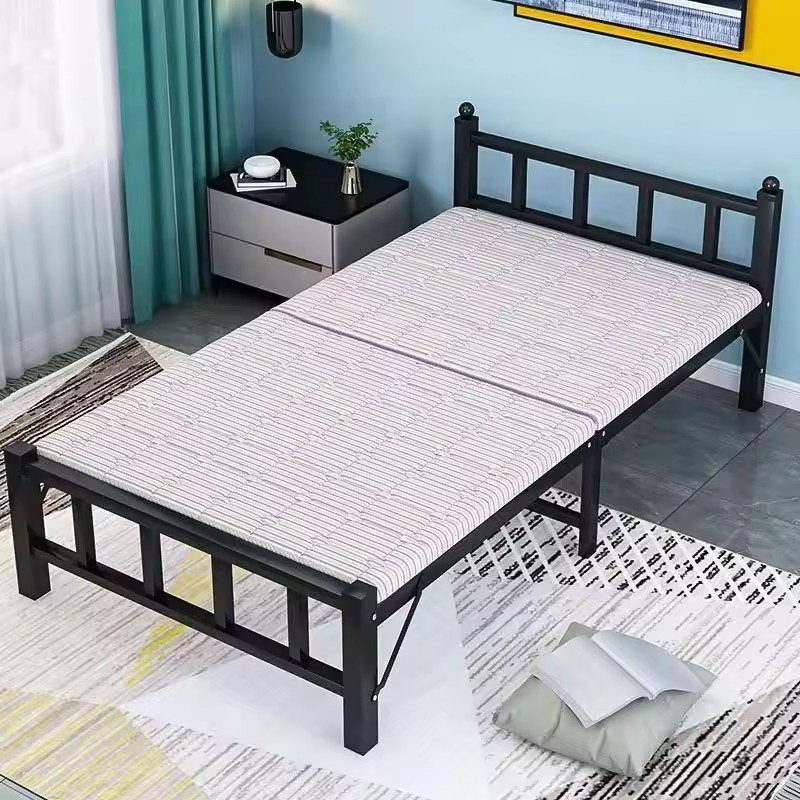 Cheap Wholesale Modern Office Folding Bed with Mattress Small Foldable Iron Metal Beds Hostel Furniture Single Beds for Adults