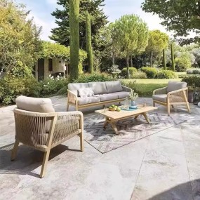 Modern and Minimalist Outdoor Courtyard Garden Hotel Villa Leisure Rattan Woven Solid Wood Sofa