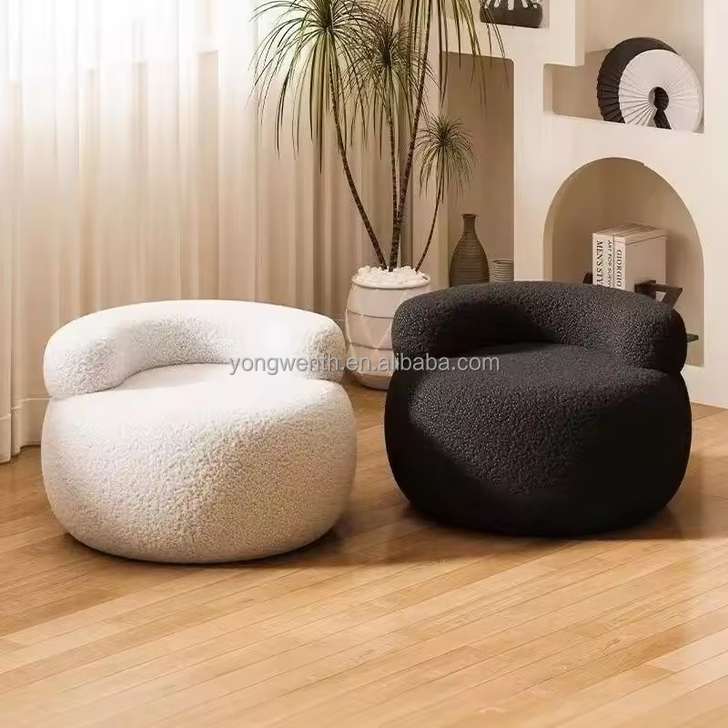 Hot Sale Cheap Price Minimalist Modern Hotel Room Coffee Shop Soft Sofa Chair Plush Fabric Single Small White Sofa Stool