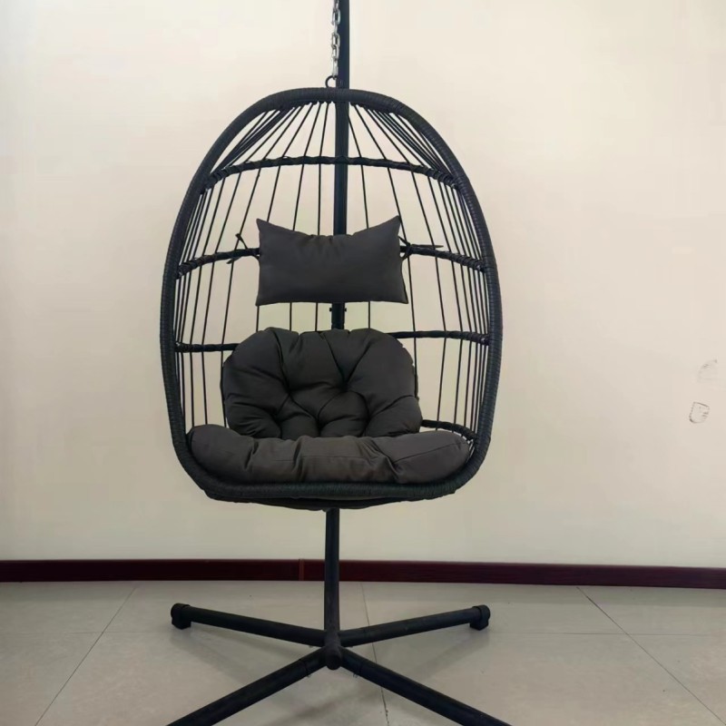 Hanging Egg Chair with Stand Patio Wicker Rattan Swing Chair Hammock Egg Chair for Indoor & Outdoor 400lbs Capacity with Thicken