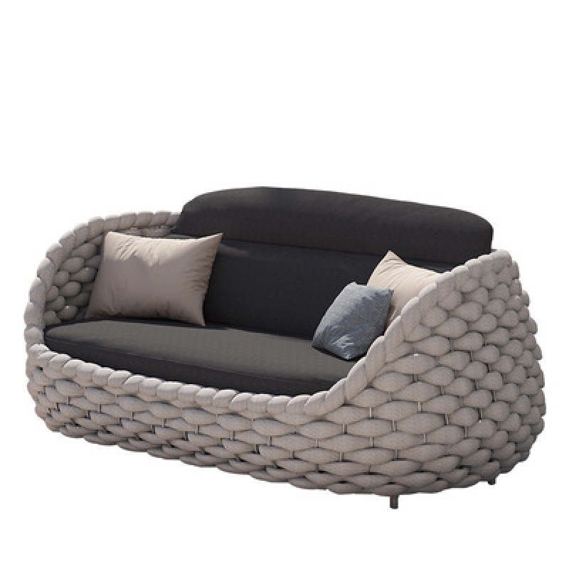 Customized Woven Rope Outdoor Furniture Outside Sitting Modern Curved Patio Lounge Sofa