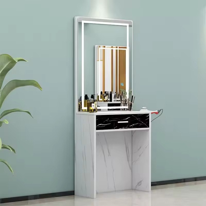 Haircut Dressing Mirror Single-sided Desktop Makeup Perm and Dyeing Mirror Table Free Punching High Definition