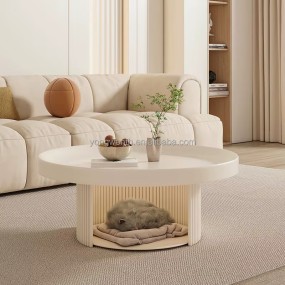 Nordic Modern Luxury Style White Round Coffee Table Side Table Salon Furniture Metal Round Coffee Table Set for Living Room