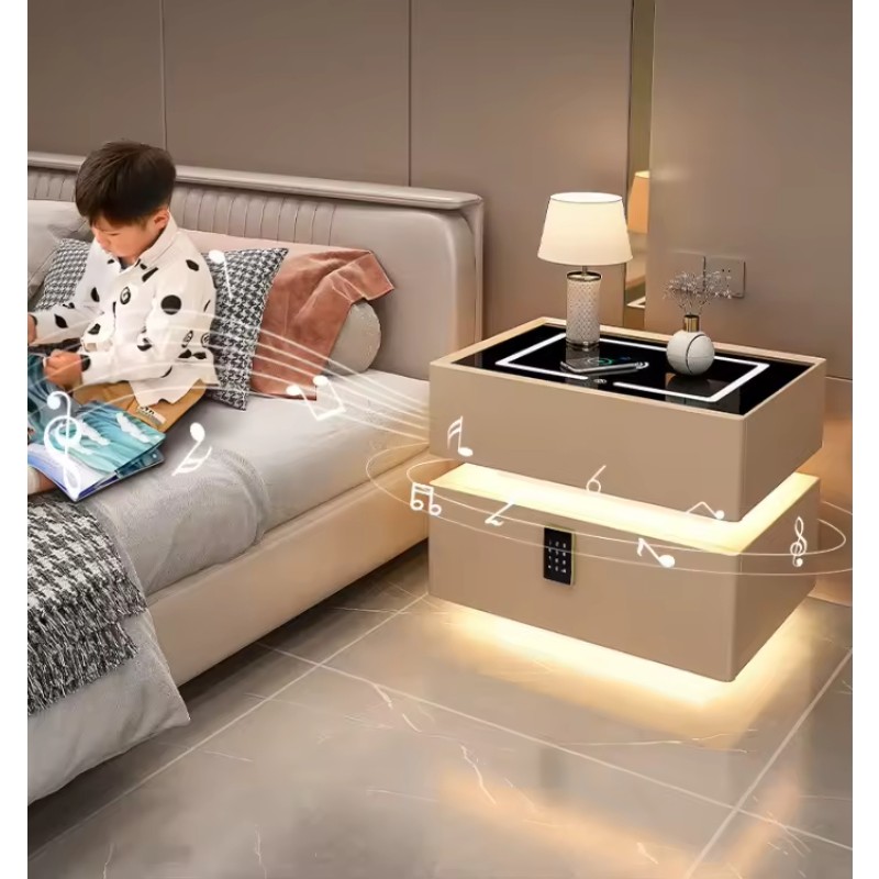 Modern Night Table Small Lamp White Trendy Smart Bedroom Nightstand Wireless Charger Mesitas De Noche Furniture